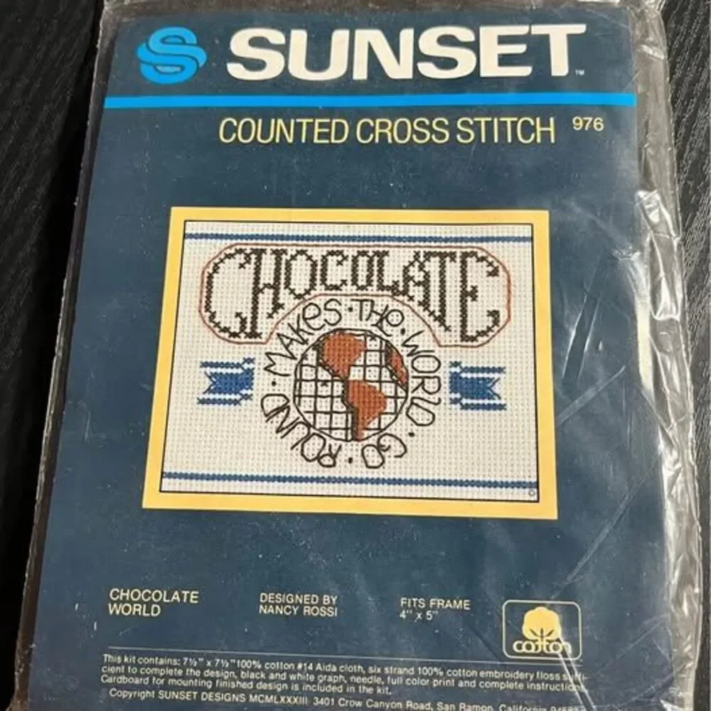 Sunset Counted Cross Stitch Kits by Nancy Rossi - Chocolate World & Chocolate He